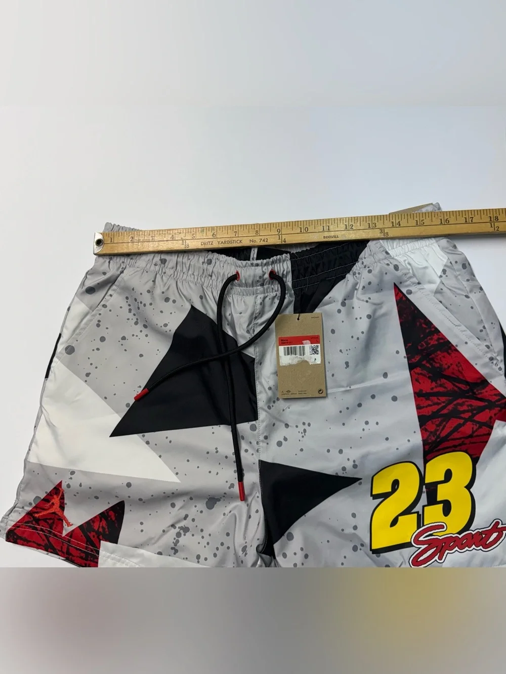 Jordan Essentials Poolside Shorts Men’s Size L Cement Grey- Red IB8818-011 NWT